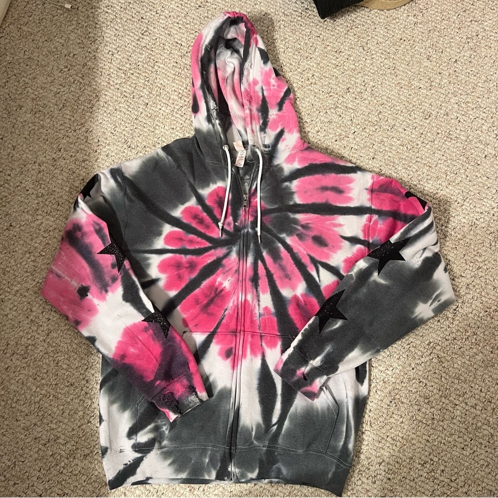 Tie Dye Zip Up with star detailing
